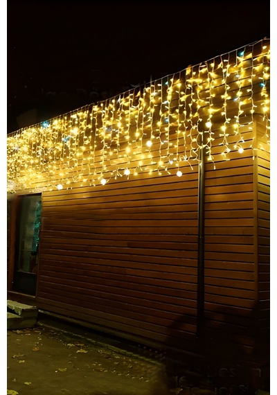 2M Saçak Led 144 Ledli 16 Saçaklı Eklenebilir IP65 Dış Mekan Gün Işığı Beyaz Flaşlı Led Işık Yılbaşı Süsü Ev Süsleme