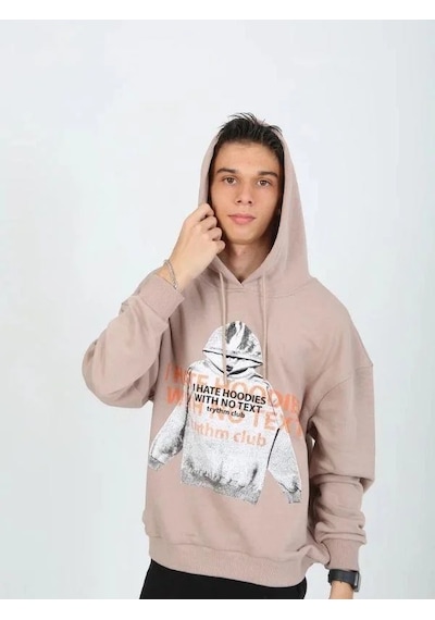 Marions Erkek Çocuk Kapüşonlu Not Hoodies Yazılı Sweatshirt-15230 Bej