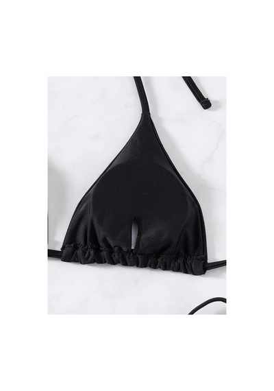 Gael Ibiza Siyah Üçgen Tanga Bikini + Siyah Dökümlü Plaj Pantolonu Beachwear Set Siyah Siyah Gael Ibiza Siyah Üçgen Tanga Bikini + Siyah Dökümlü Plaj Pantolonu Beachwear Set Siyah Siyah