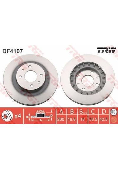 Trw Df4107 Ön Fren Aynası Lada Kalina 2004- Priora 2008- 110 1996- 111 2000- 112 1995- 21123501070