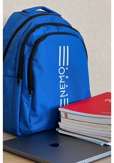Nemo Bags Unisex Mavi Sırt Çantası Büyük Boy Okul Spor Çantası