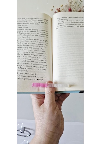 Şeffaf Ve Pembe Glitter Reçine Kitap Ayracı, Plastik, Yüzük Tasarımlı, Renkli