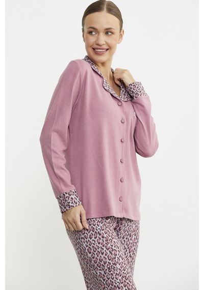 Sementa Leopar Kombinli Gömlek Pijama Takım - Pembe Pembe