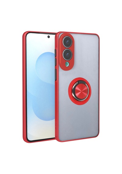 Galaxy Uyumlu - S25 Edge Kılıf Montreal Yüzüklü Silikon Kapak - Kırmızı