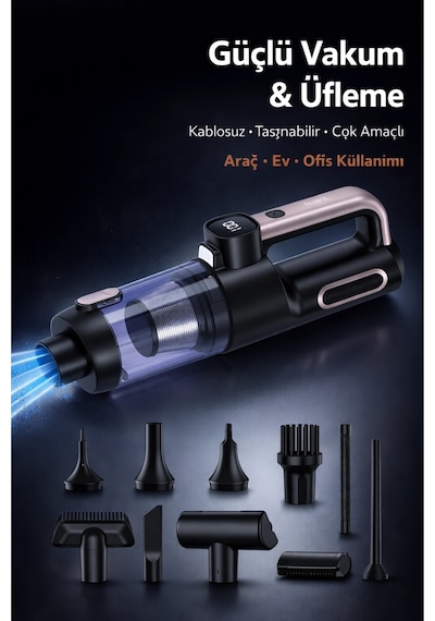 Auhma Ahv-43 Şarjlı El Süpürgesi - 20.000 Pa Yüksek Emiş Gücü, 120w