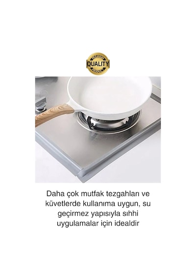 Premium Gri Ocak Tezgah Kenarı Banyo Mutfak Sızdırmaz Bant Su Geçirmez Küfe Dayanıklı 3,2 Mt 2 Adet