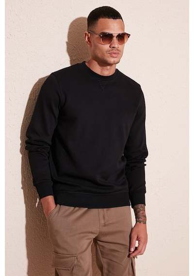 Buratti Pamuklu Relaxed Fit Bisiklet Yaka Erkek Sweat 5905453 Siyah