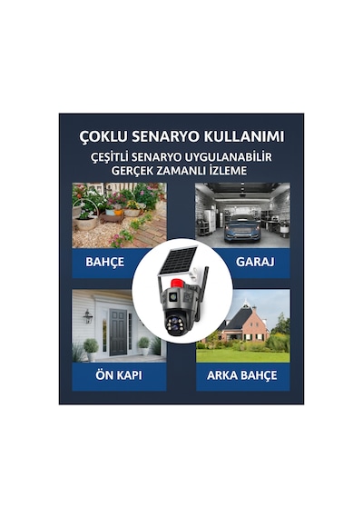 Vn Okam 6020 15mp 3 Lensli 4g Solar Güneş Enerjili Akıllı Güvenlik Kamerası Gece Görüş İnsan Takibi