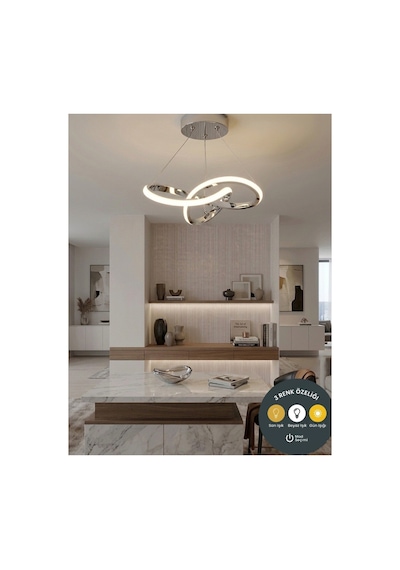 Snowflake Sarkıt Krom Modern Led Avize 3 Renk Salon, Mutfak, Çocuk Odası Ve Antre İçin