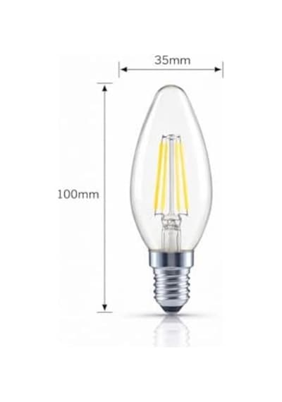 Led Mum Ampul 4w E14 2700k Dimmer Uyumlu 4'lü Paket 470 Lümen Sarı Işık Şeffaf Filament Ampul 40w Eşdeğer