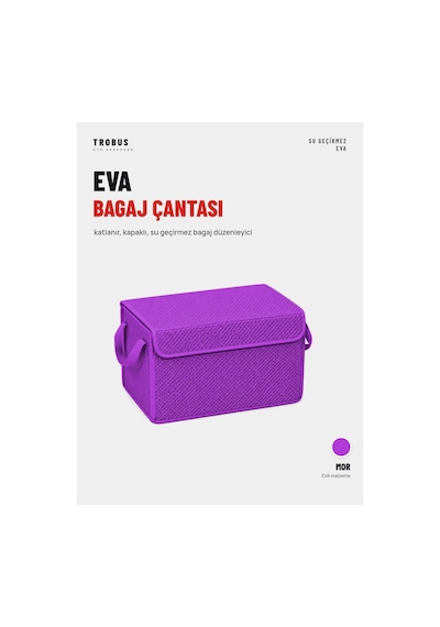 Trobus Eva Bagaj Çantası Organizer Katlanır, Kapaklı Mor