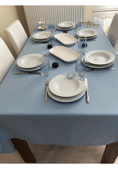 Sıvı Geçirmez Dertsiz Masa Örtüsü Mavi 13 Parça