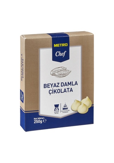 Metro Chef Beyaz Damla Çikolata 250 G Pastacılık Ve Tatlılar İçin 3'li Ekonomik Paket - 3 Adet Tarı