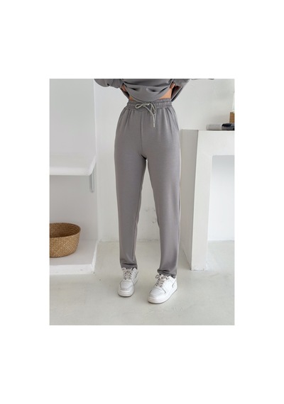Gugus Kadın Yarım Fermuarlı Model Beli Lastikli Dar Paça Eşofman Takımı Gri