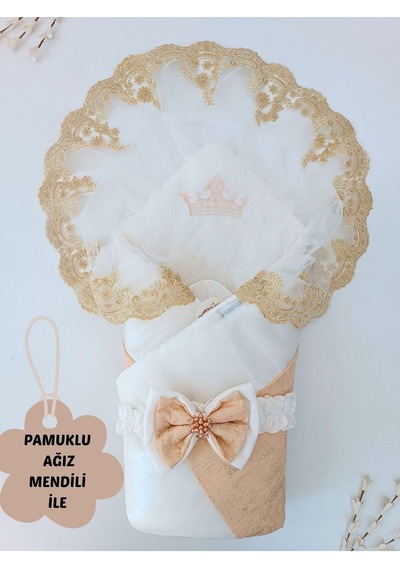 Gold Pr Bebek Kundağı, Unisex Bebek Dış Kundak Battaniyesi, Hastane Çıkışı Kundak Battaniye Sütlü Kahve