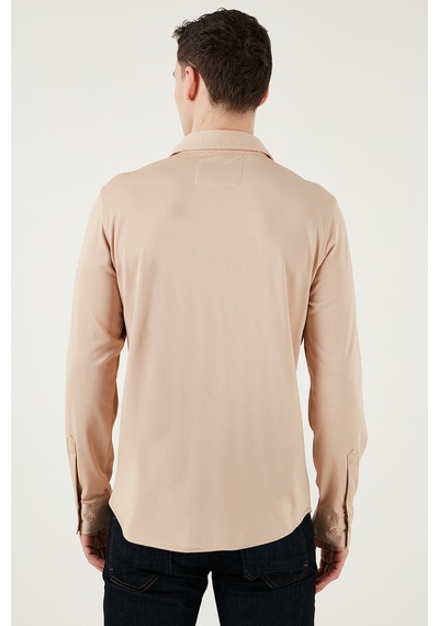 Buratti Pamuklu Regular Fit Düz Yaka Erkek Gömlek Cf25S119628 Bej