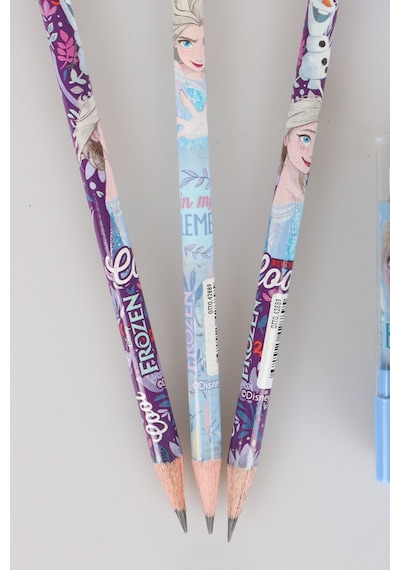 X Dekomus Lisanslı Elsa Frozen 3 Adet Silgili Kurşun Kalem,yıldız Kalemtraş,ruj Silgi Ve Silgi Seti Altın