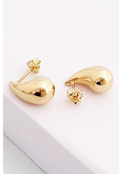 Oqqo Gold Gözyaşı Damla Kadın Küpe Altın