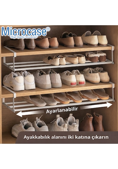 Microcase Dolap İçi Ekstra Alan İçin Metal Ayakkabı Standı 10x20x40-65 Cm Al5457 Siyah