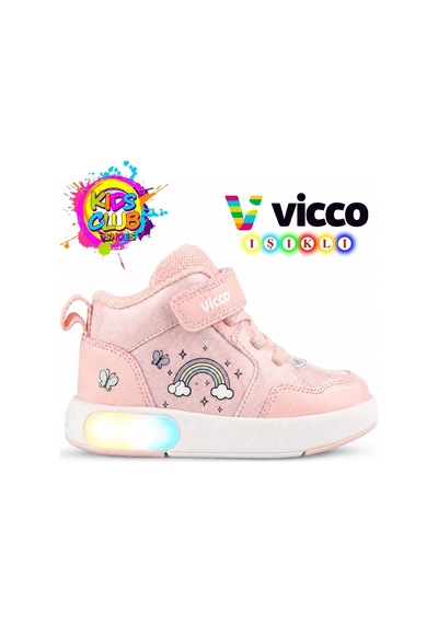 Vicco Şira Işıklı Boğazlı Ortopedik Çocuk Spor Ayakkabı Pudra