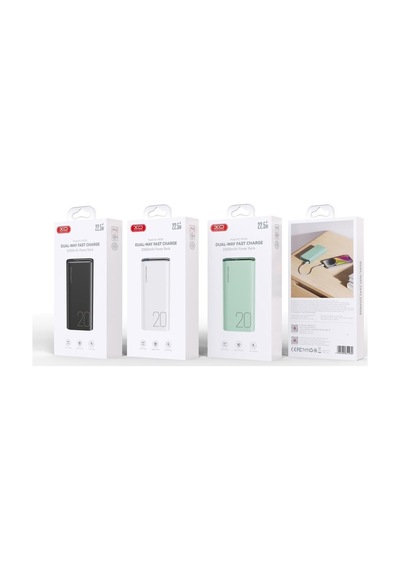20000mah 22.5w Hızlı Şarj Destekli Çift Usb Ve Type-c Çıkışlı Led Göstergeli Powerbank Beyaz
