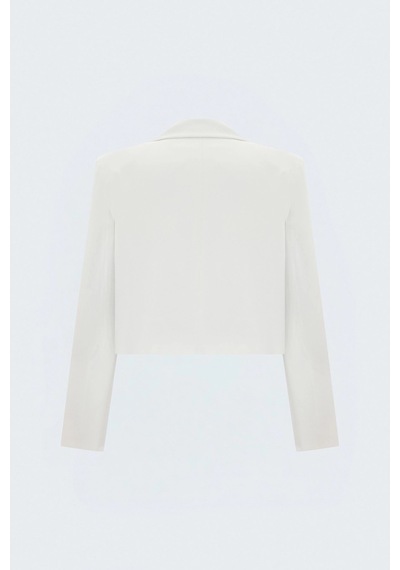 Sateen Sally Uzun Kol Crop Ceket Ekru Çok Renkli