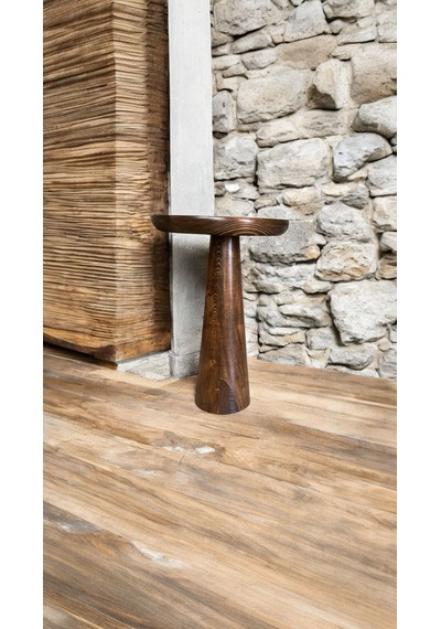 Wood Wooden Ahşap Tekli Konik Mantar Yan Sehpa Modern Ceviz Renk