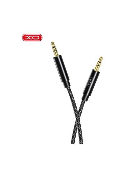 R211c 3.5 Mm Jack Aux To Aux İp Örgülü Hasır Gold Uç Ses Aktarım Kablosu Siyah