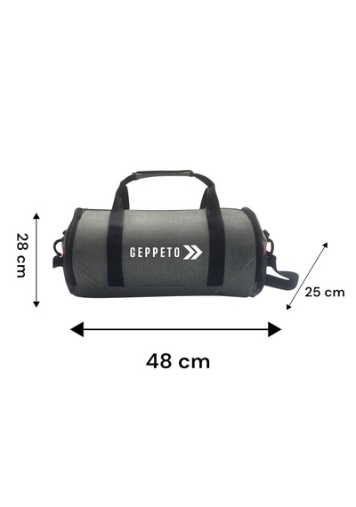 My Geppeto Bag Unisex Fitness Silindir Spor Çantası Gri
