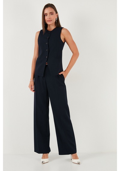 Lela Wide Leg Yüksek Bel Geniş Paça Palazzo Bayan Pantolon 65271262 Lacivert