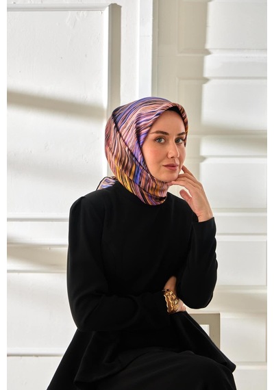 Silk Home Twill İpek Eşarp 11484-23 Siyah, Saks, Sarı, Pudra, Sarı, Yavruağzı