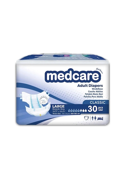 Medcare Classic Belbantlı Yetişkin Hasta Bezi Büyük Boy L 30'lu