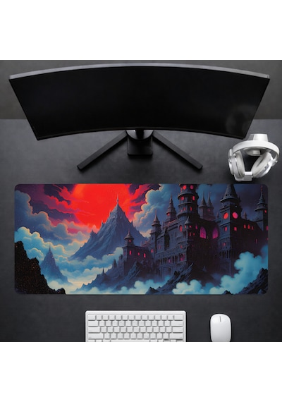 90x40 Cm Şato Desenli Oyuncu Gaming Mouse Pad Kaymaz Kauçuk Taban Fare Altlığı Xxl Mousepad Catle Serisi 005