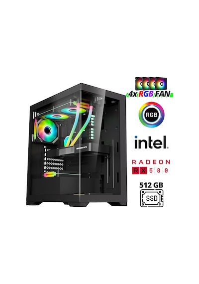 Xaser XSR977 i7 4770 16 GB 512 GB SSD 8 GB RX580 Free Dos Masaüstü Oyuncu Bilgisayarı