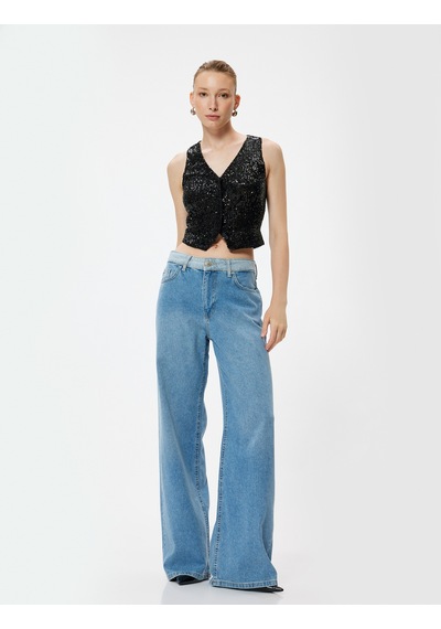 Koton Abiye Yelek Crop Pullu Payetli V Yaka Kolsuz Düğmeli Slim Fit Siyah 4sak50002fk Siyah Koton Abiye Yelek Crop Pullu Payetli V Yaka Kolsuz Düğmeli Slim Fit Siyah 4sak50002fk Siyah