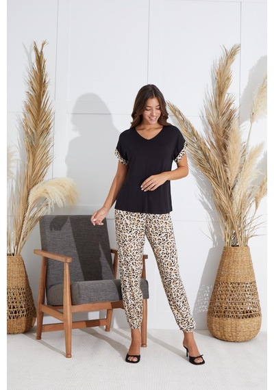 Sevim Kadın Kısa Kol Siyah Pijama Takım C8t1n6o51 001