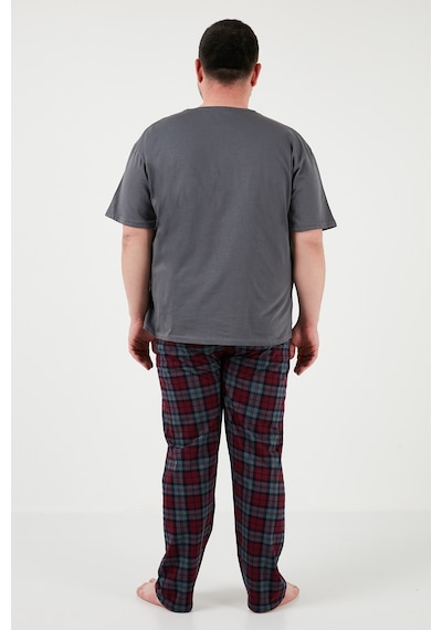 Buratti Pamuklu Regular Fit Büyük Beden Erkek Pijama Takımı 6572002B Antrasit