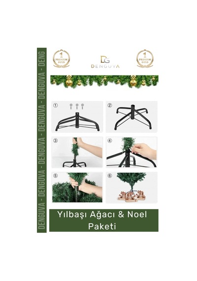 Noelpaketi Yılbaşı Çam Ağacı Ev Ofis Dekorasyonu Kaliteli Sık Dallı Noel Paketi 150 Cm 220 Dal Standart