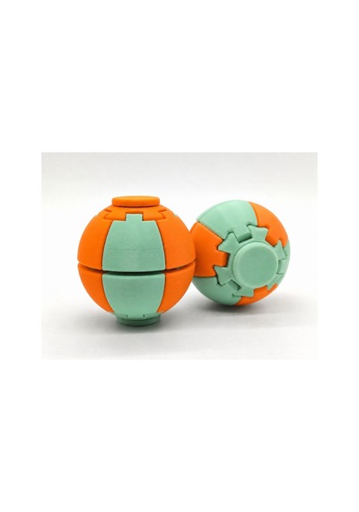 Alvera Press Küresi 3d Baskı Dönüşen Mekanik Fidget Stres Oyuncağı-mint-turuncu 20689548