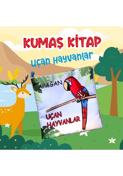 Tox Uçan Hayvanlar Kumaş Sessiz Kitap T053 - Bez Kitap , Eğitici Oyuncak , Yumuşak Ve Hışırtılı