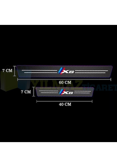 Bmw M Logo X6 Arma Karbon Kapı Eşiği Koruma Oto Sticker 4 Parça