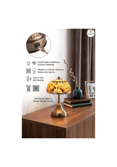 Şarjlı Mantar Masa Kahverengi - 904806357 Kahverengi