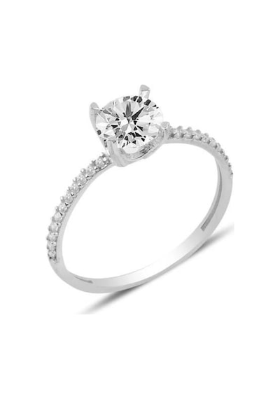 Brezza Lusso Jewelry Gümüş Yarımtur Tektaş Zirkon Taşlı Bayan Yüzük