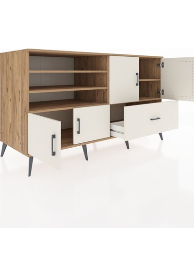 Kronos Konsol 5 Raflı Tek Çekmeceli 4 Kapaklı 176x59x99 Çam-aytaş Çam-aytaşı