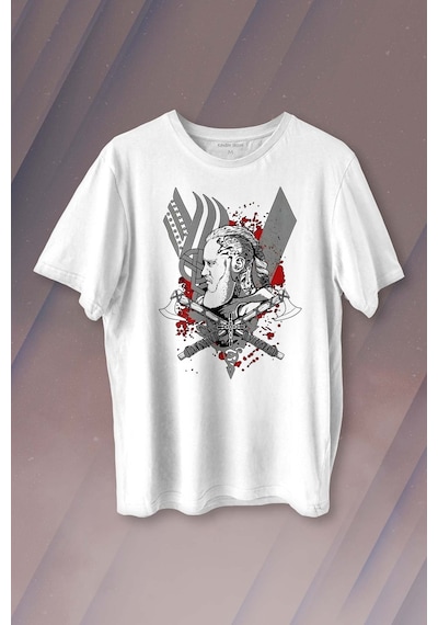 Vikings Ragnar Lothbrok Vikingler Savaşçı Baskılı Tişört Unisex T-shirt 001