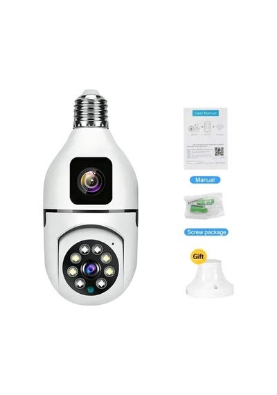 Çift Kameralı 4k Full Hd Hareket Sensörlü, 360 Döner Başlıklı Güvenlik Kamerası -1768
