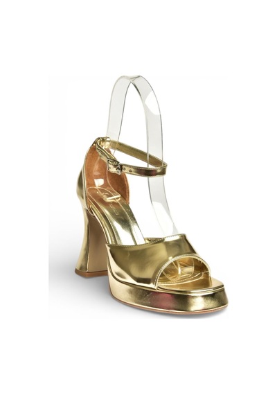 Fox Shoes Y404850209 Altın Kalın Topuklu Kadın Ayakkabı Altın