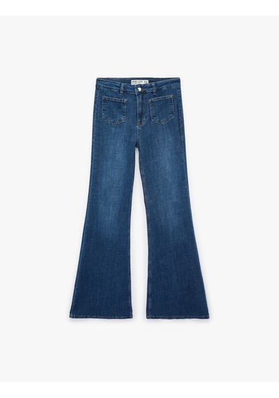 Koton Dar Kesim Cep Detaylı Düğmeli İspanyol Paça Denim Pantolon - Flare Jeans Orta İndigo 6sal40154md İndigo Koton Dar Kesim Cep Detaylı Düğmeli İspanyol Paça Denim Pantolon - Flare Jeans Orta İndigo 6sal40154md İndigo
