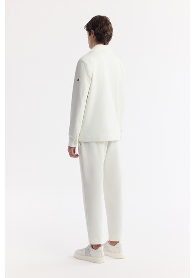 Avva Erkek Beyaz Klasik Yaka Pamuklu Jersey Comfort Fit Gömlek Ceket A51y2048