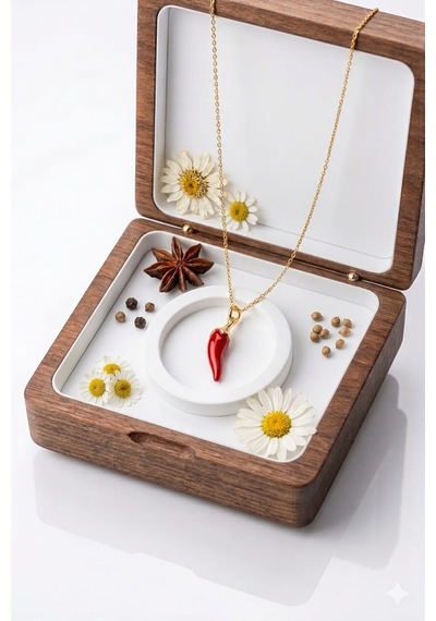 925 Ayar Gümüş Papatya Silver Biber Kolye.rose.gold.rodaj